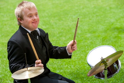 Boy playing drums